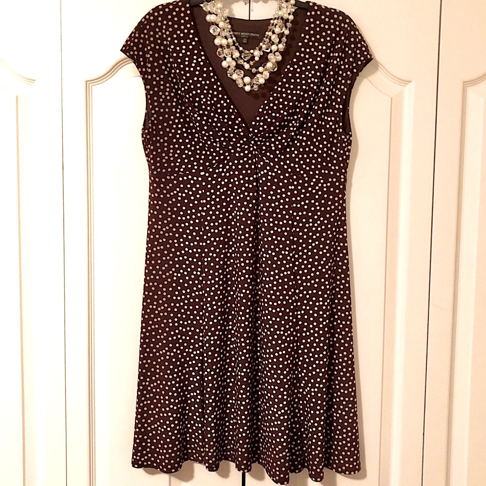Pretty Brown Dress with Polka-Dots, 12 Petite